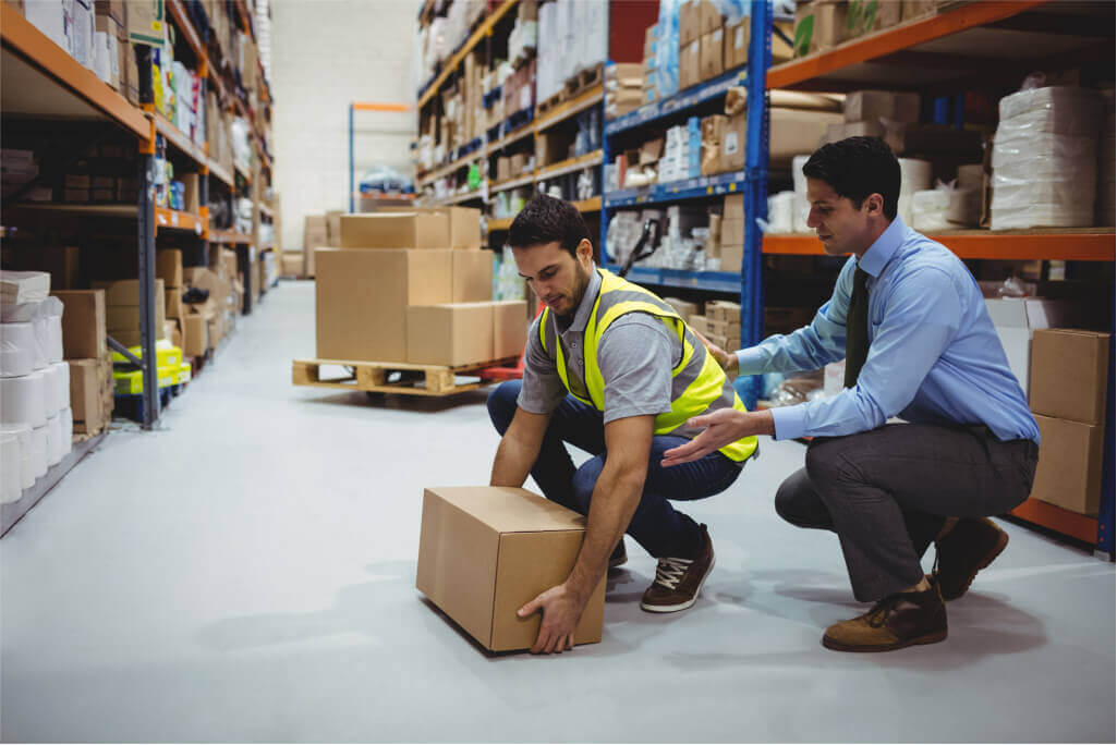 Safety training inside warehouse